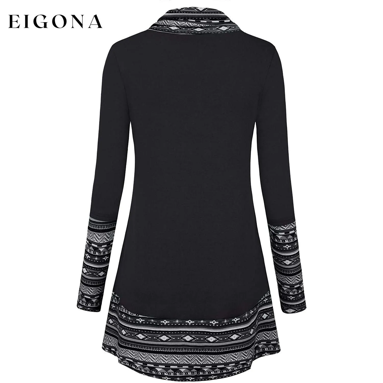 Cowl Neck Long Sleeve Patchwork Top