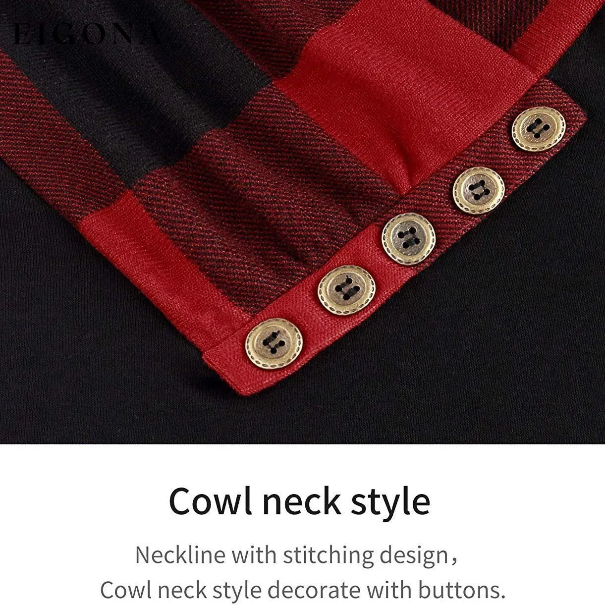 Cowl Neck Long Sleeve Patchwork Top