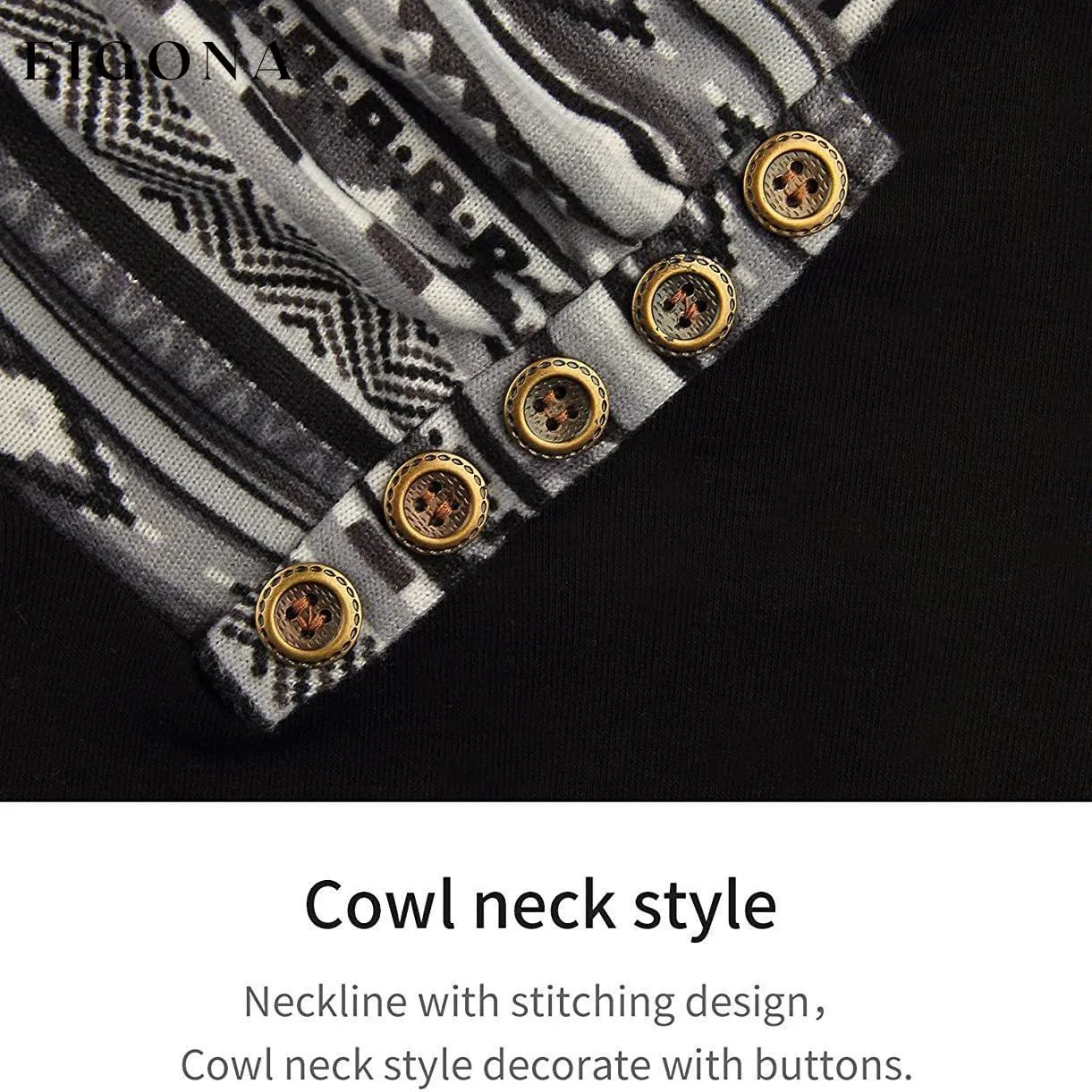 Cowl Neck Long Sleeve Patchwork Top