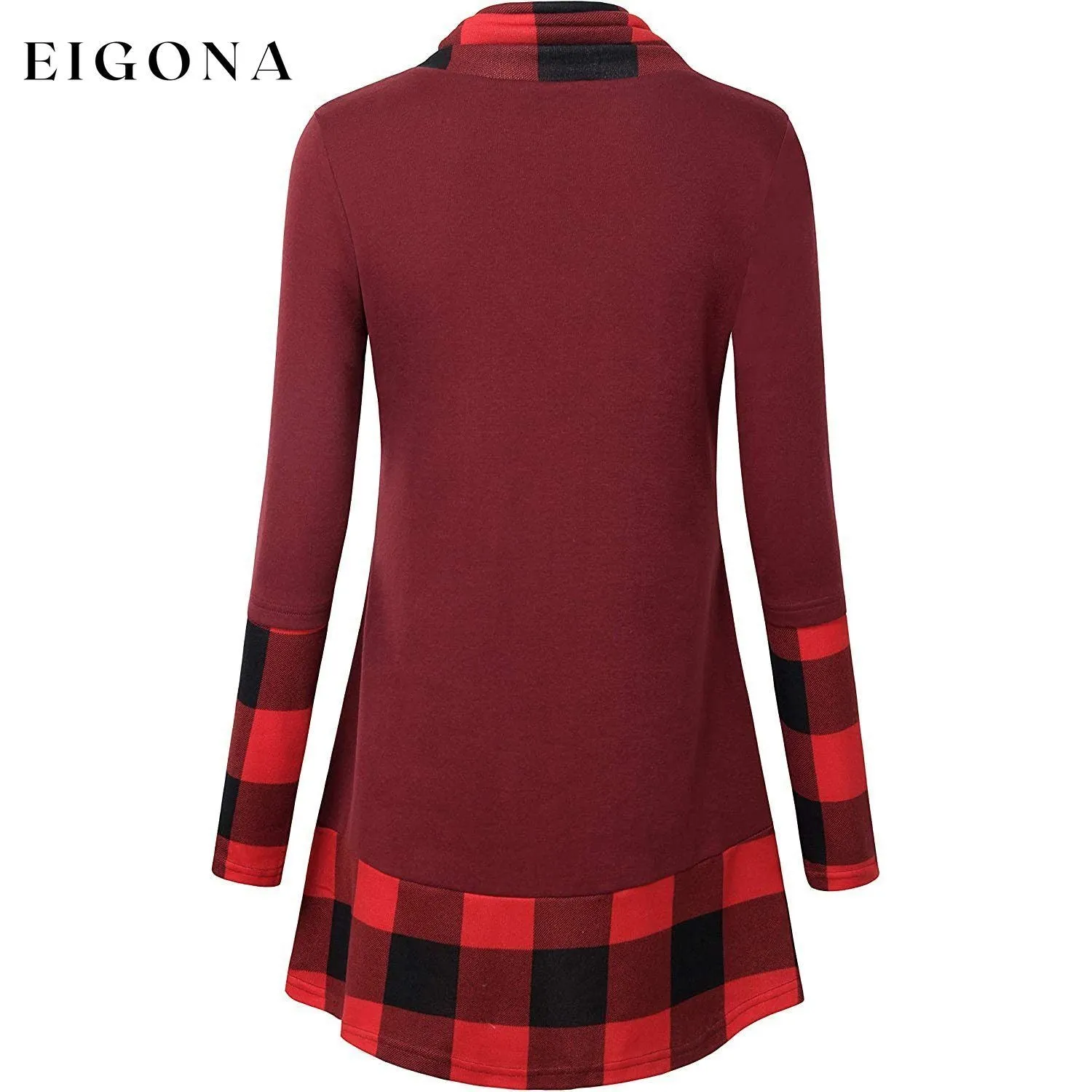 Cowl Neck Long Sleeve Patchwork Top