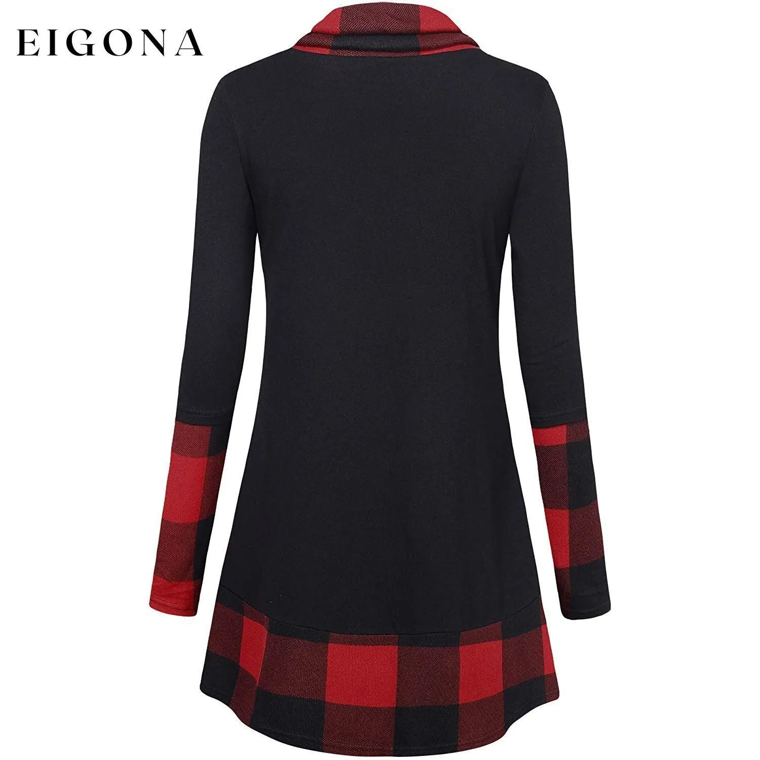 Cowl Neck Long Sleeve Patchwork Top